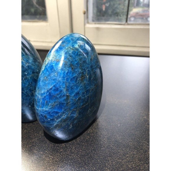 Blue APATITE Polished Crystal Freeform Set Standup - Madagascar Bluestones - Picture 13 of 16